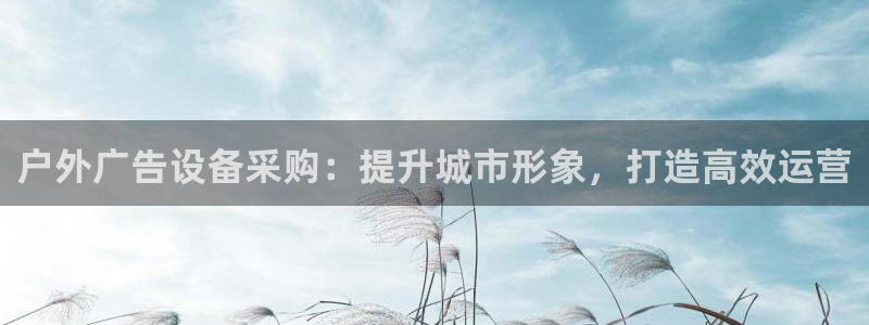 杏宇平台注册地址：户外广告设备采购：提升城市形象，打造高效运营